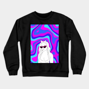 Trippy Retro Girl Art Crewneck Sweatshirt